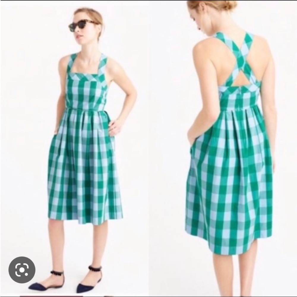 J Crew Gingham MIDI Karina Dress Size 4